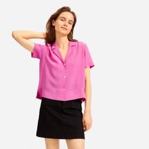 Everlane Silk Notch shirt in pink